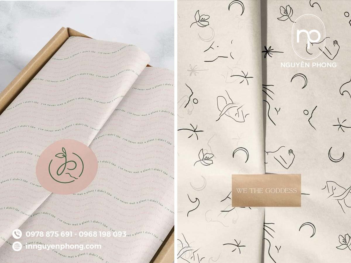 Giấy nến bọc quần áo có in ấn kèm tem dán